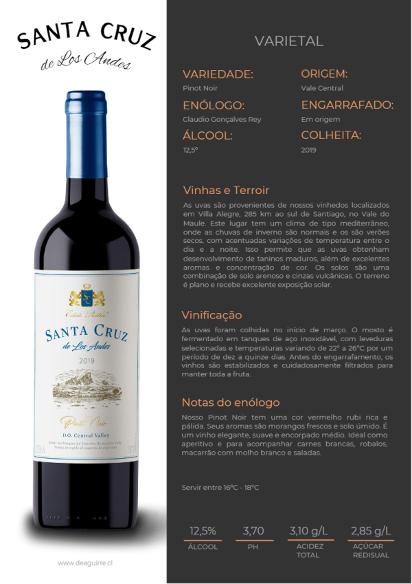 Vinho Santa Cruz de los Andes Pinot Noir - Imagem 3