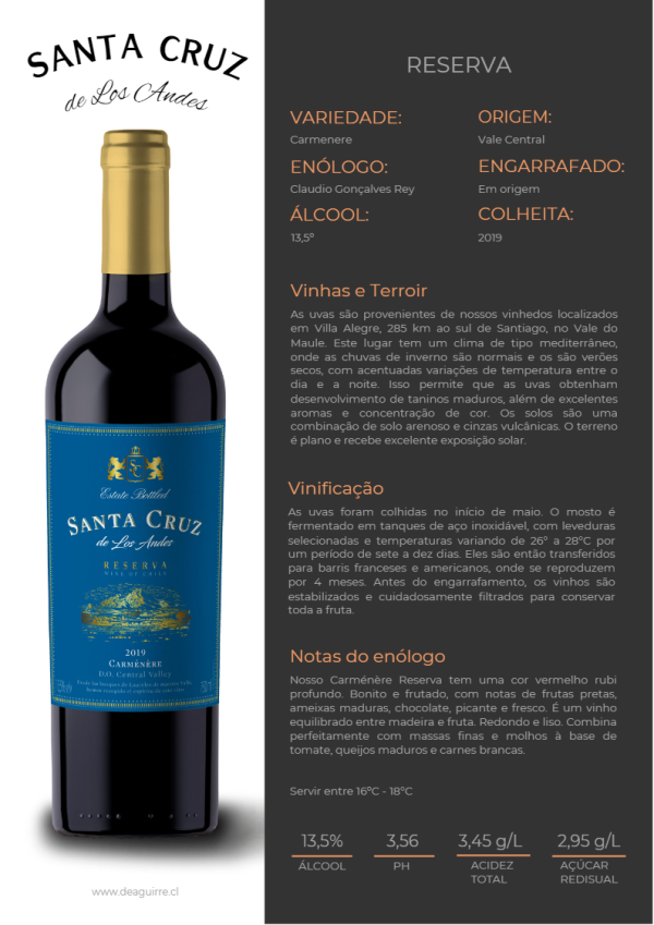 Vinho Santa Cruz de los Andes RESERVA Carménère - Imagem 3
